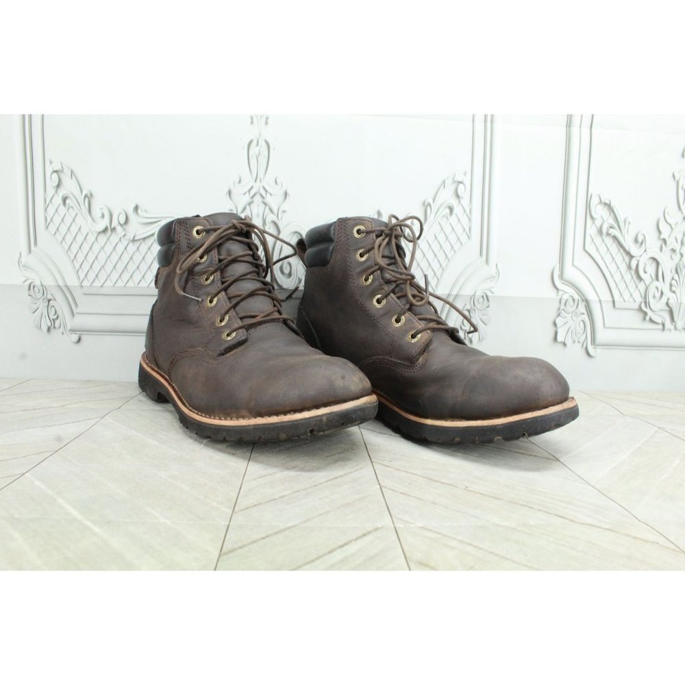 LL Bean Brown Leather Plain-Toe Bucksport Vibram Sole Work Boots Size 10 M - Picture 3 of 9